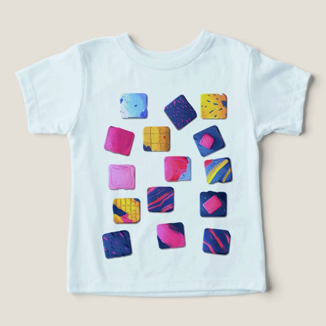 Abstrakt Colorful Blocks Mönster T Shirt (Design Framsida)