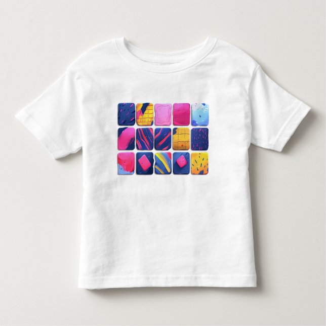 Abstrakt Colorful Blocks Mönster T Shirt (Framsida)
