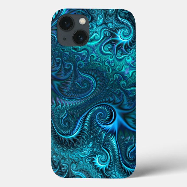 Abstrakt Colorful Blue & Teal Spiral Mönster (Baksida)