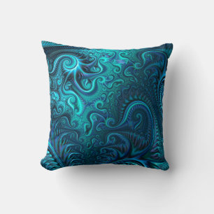 Abstrakt Colorful Blue & Teal Spiral Mönster Kudde