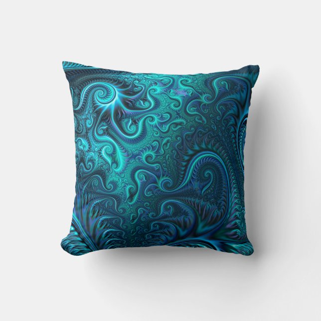 Abstrakt Colorful Blue & Teal Spiral Mönster Kudde (Framsida)