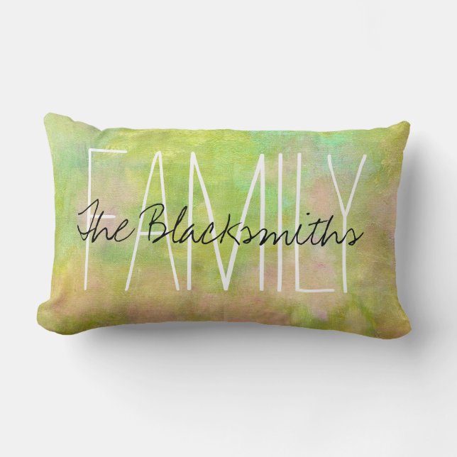 Abstrakt Colorful Brushstrokes Family Monogram Lumbarkudde (Framsida)