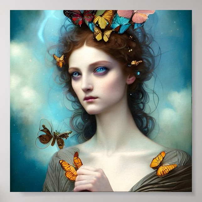 Abstrakt Colorful Butterfly Princess Poster (Framsidan)