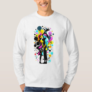 Abstrakt Colorful Couple Design, färg stänk T Shirt