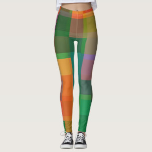 Abstrakt Colorful Färg Block Art Leggings
