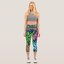 Abstrakt Colorful Fireworks Flowers Capris