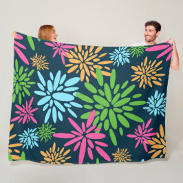 Abstrakt Colorful Fireworks Flowers Fleece Blanket