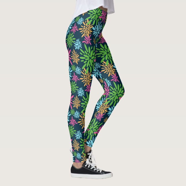 Abstrakt Colorful Fireworks Flowers Leggings (Höger)