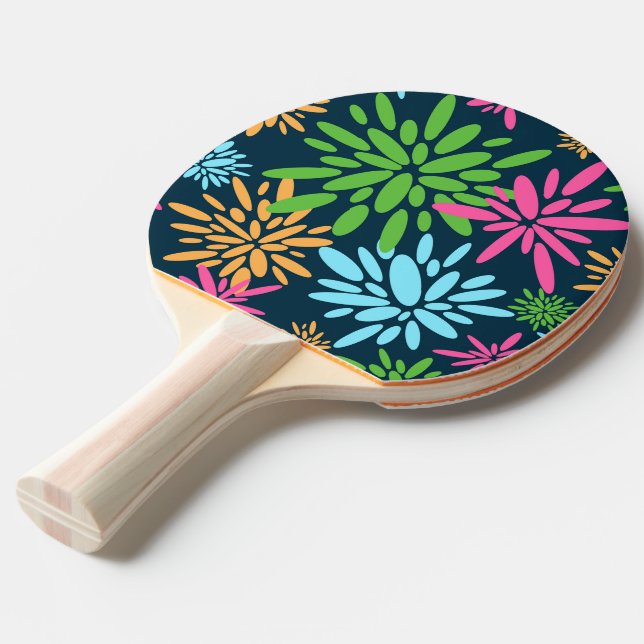 Abstrakt Colorful Fireworks Flowers Ping Pong Pingisracket (Ryggvinkel)