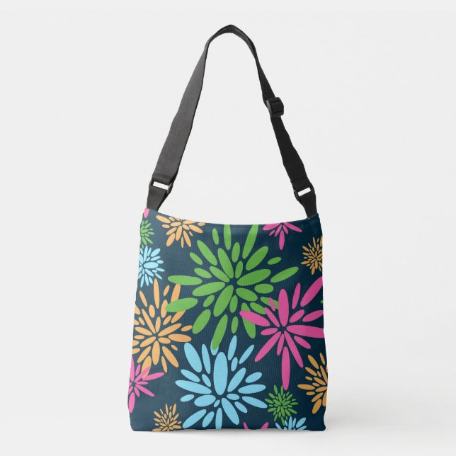 Abstrakt Colorful Fireworks Flowers Tote Axelväska (Framsida)