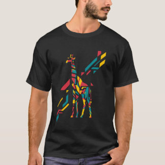 Abstrakt Colorful Geometric Giraffe T Shirt