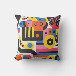 Abstrakt Colorful Geometric Mönster Black Gult Kudde