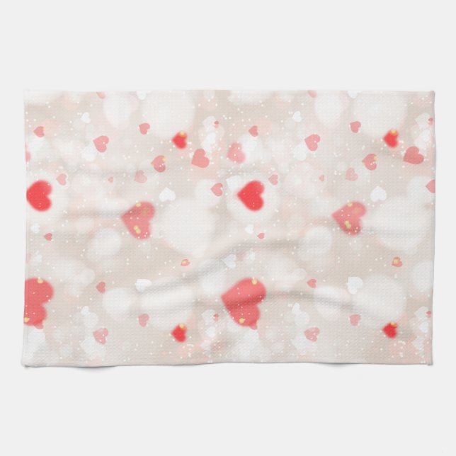 Abstrakt Colorful Hearts Mönster Kitchen Towel Kökshandduk (Horisontell)