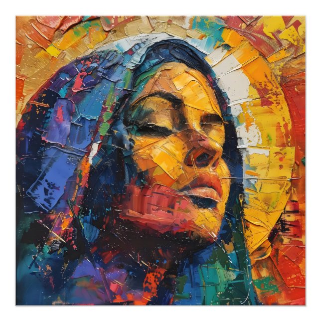 Abstrakt Colorful Heliga Mary Fototryck (Framsidan)