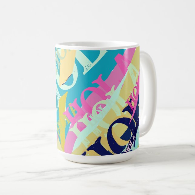 Abstrakt Colorful Hola Kaffemugg (Framsida höger)