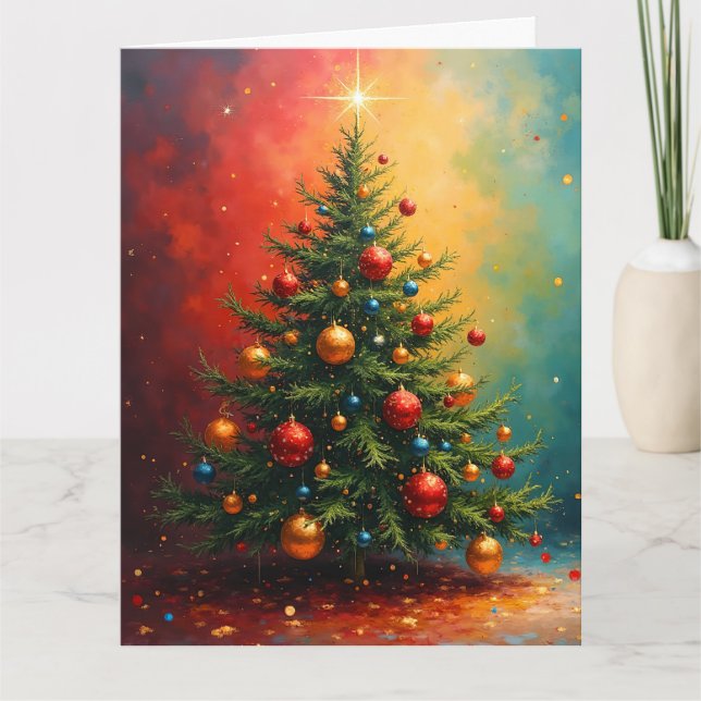 Abstrakt Colorful Julgran Kort (Framsida)