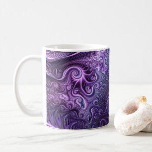 Abstrakt Colorful Lilac & Violet Spiral Mönster Kaffemugg