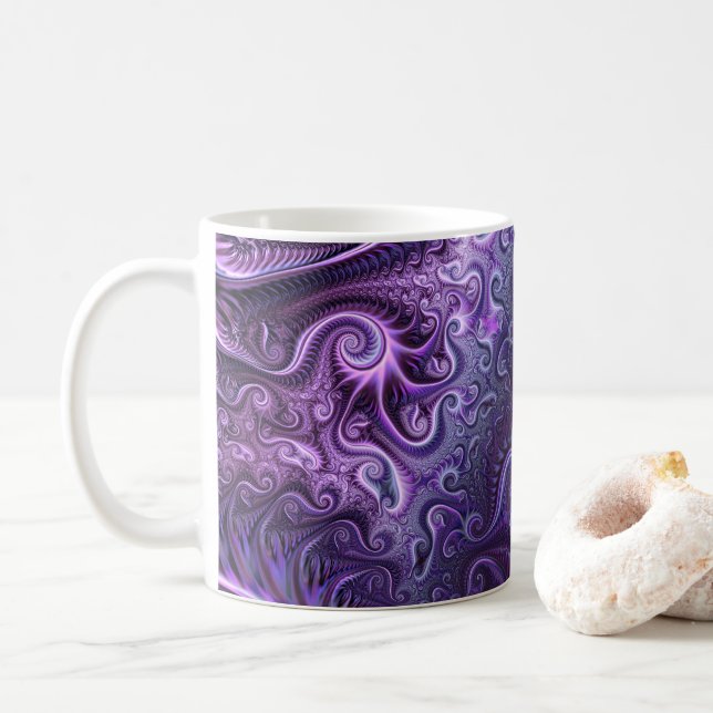 Abstrakt Colorful Lilac & Violet Spiral Mönster Kaffemugg (Med munk)