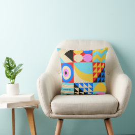 Abstrakt Colorful Modern Geometric Family Namn Kudde