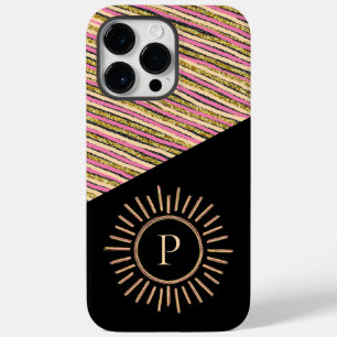 Abstrakt Colorful Modern Monogram Rosa Gult Guld