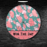 Abstrakt Colorful Mönster Darttavla<br><div class="desc">Skaffa lite motivation med den här inspirerande citattapporten. "Vin The Day" i svart vintage, modernt typsnitt med lite Gatsby-vibe. Men du kan också ändra texten till en annan snabbpåminnelse eller till namn eller något som "allt in" om du vill. Mönster har en blandning av lugnande men pulserande nyanser med rosa,...</div>