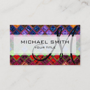 Abstrakt Colorful Mosaic Mönster Monogram #5 Visitkort