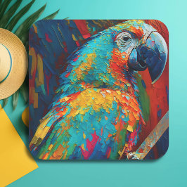 Abstrakt Colorful Parrot Fyrkantigt Klistermärke