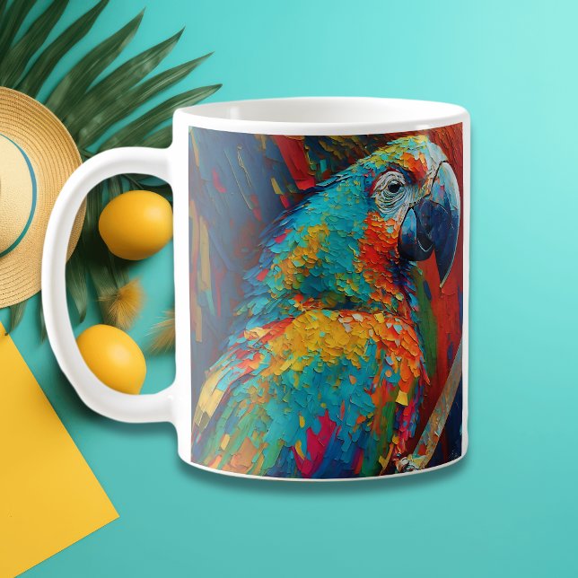 Abstrakt Colorful Parrot Kaffemugg (Skapare uppladdad)