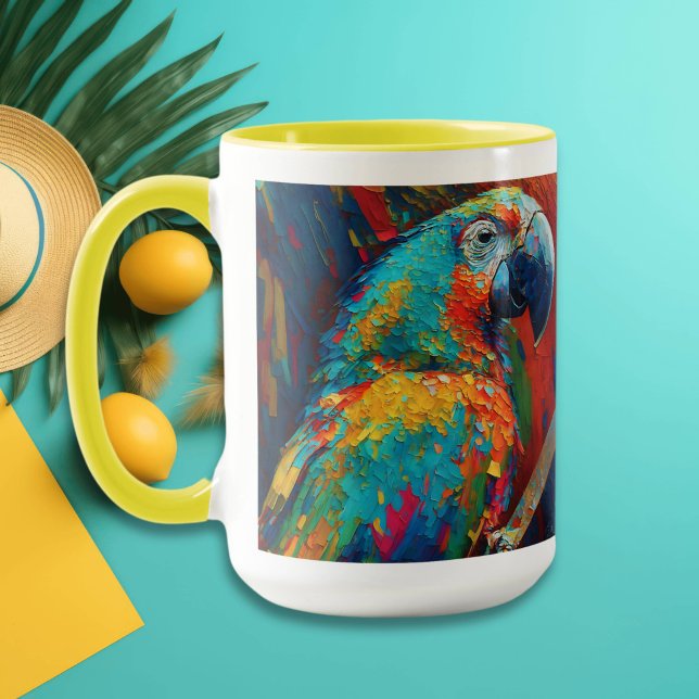 Abstrakt Colorful Parrot Mugg (Skapare uppladdad)