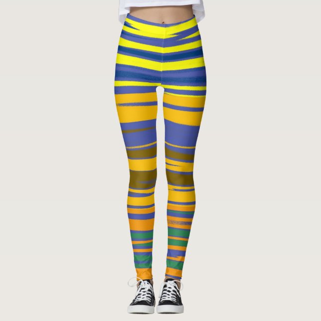 Abstrakt Colorful Rand Mönster Leggings (Framsida)