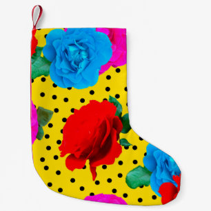 Abstrakt Colorful Real Ro och Metallic Löv S Liten Julstrumpa