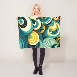 Abstrakt Colorful Retro 70s Hippie Vinkar Artwork Fleecefilt