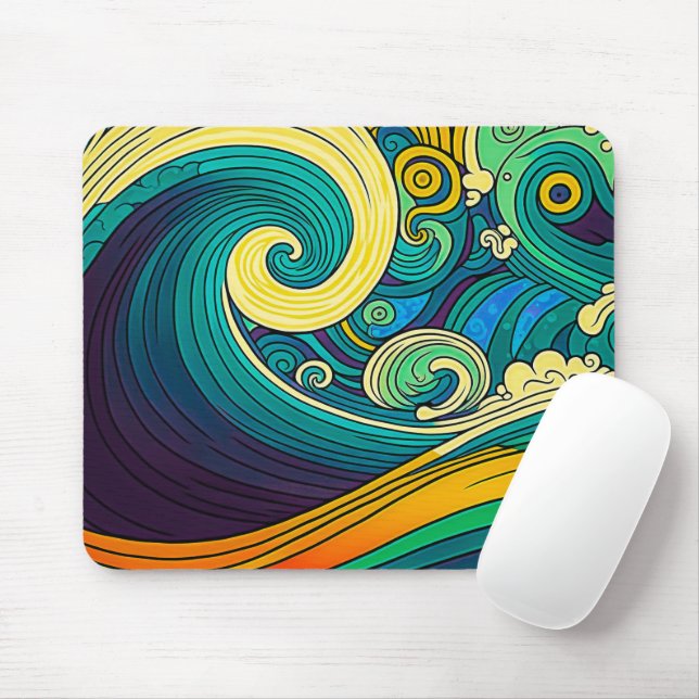 Abstrakt Colorful Retro 70s Hippie Vinkar Artwork  Musmatta (Med mus)