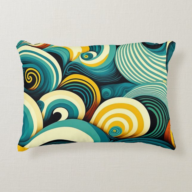 Abstrakt Colorful Retro 70s Hippie Vinkar Artwork  Prydnadskudde (Framsidan)