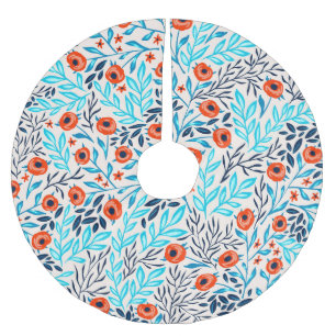 Abstrakt Colorful Ro: Vintage Blommigt Julgransmatta Borstad Polyester