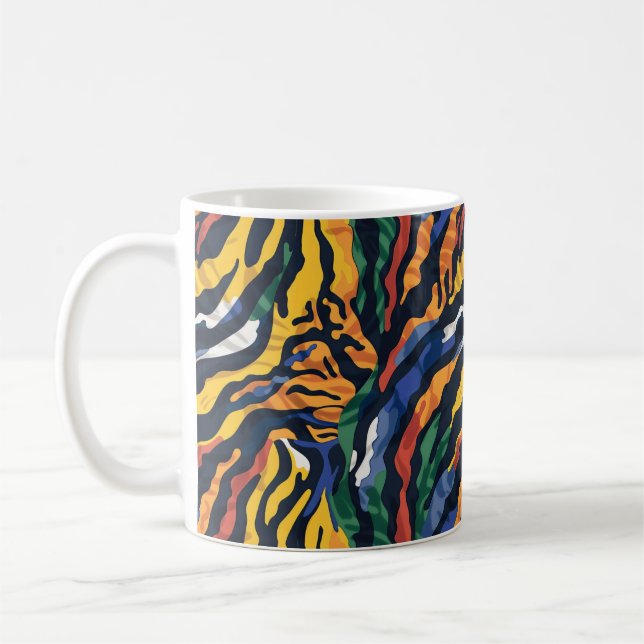Abstrakt Colorful Tiger Rand Kaffemugg (Vänster)