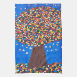 Abstrakt Colorful Träd Tea Towel Kökshandduk
