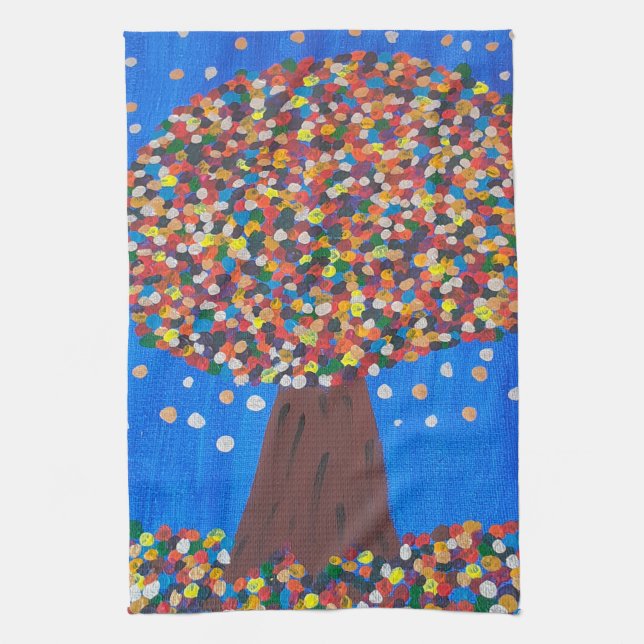 Abstrakt Colorful Träd Tea Towel Kökshandduk (Vertikal)