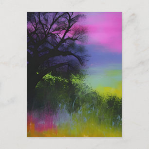 Abstrakt Colorful Träd Vykort
