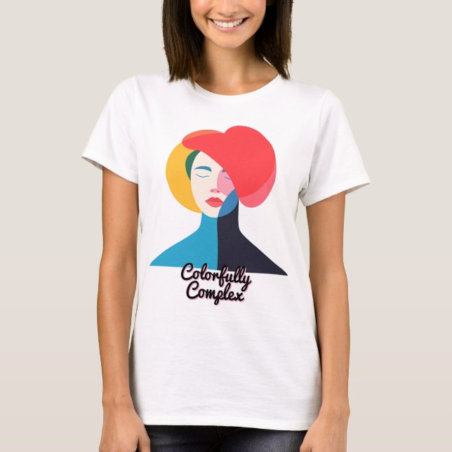 Abstrakt Colorful Woman Porträtt T Shirt (Framsida)