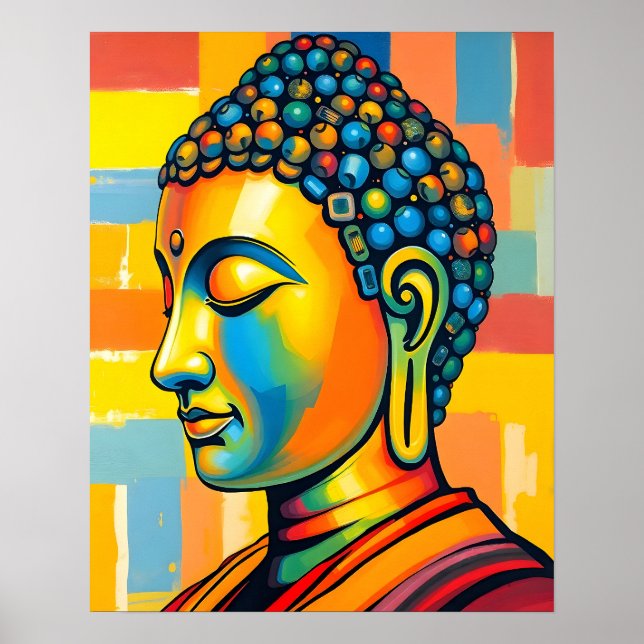 Abstrakt Contemporary Digital Buddha Painting Poster (Framsidan)