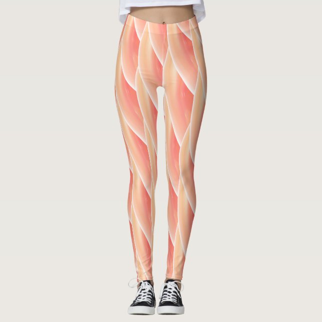 Abstrakt Coral Curly Wave Mönster Leggings (Framsida)