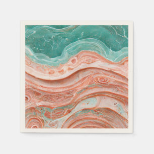 Abstrakt Coral och Teal Pappersservett