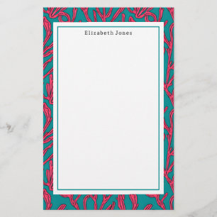Abstrakt Coral Tropical Bold Mönster Brevpapper