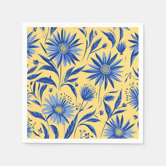 Abstrakt Cornblomma Blue Botanical Pappersservett (Framsidan)
