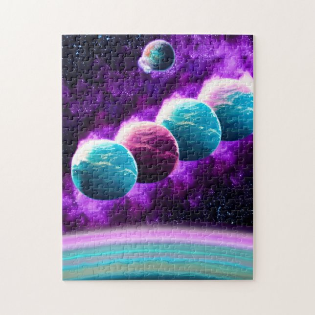 Abstrakt Cosmic Vibrant Lila Universe Space Pussel (Vertikal)