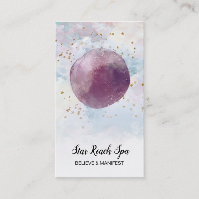 *~* Abstrakt Cosmo Stars Watercolor Universe Himla Visitkort (Framsida)
