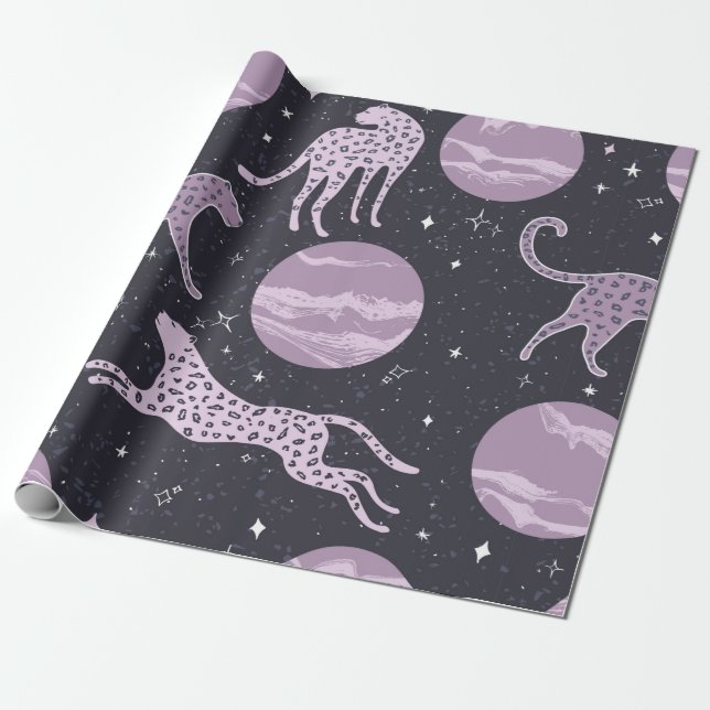 Abstrakt cosmos sömlös mönster,galaxbakgrund presentpapper (Utrullad)