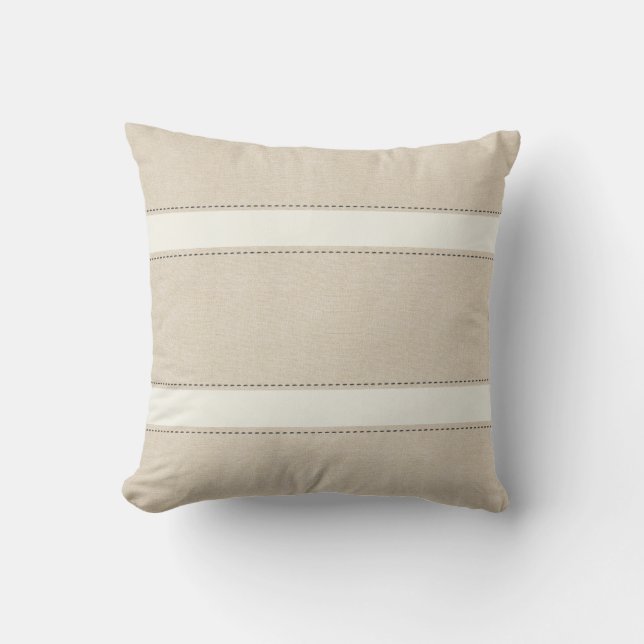 Abstrakt Cream Linen Rand Pillow Kudde (Framsida)