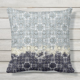 Abstrakt Cream, Teal och Navy Blue Vintage Mönster Kudde